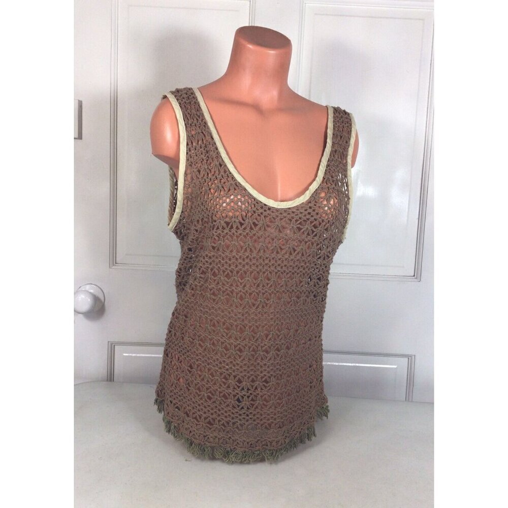 Ezra Boho Knit Top Sleeveless Womens Large